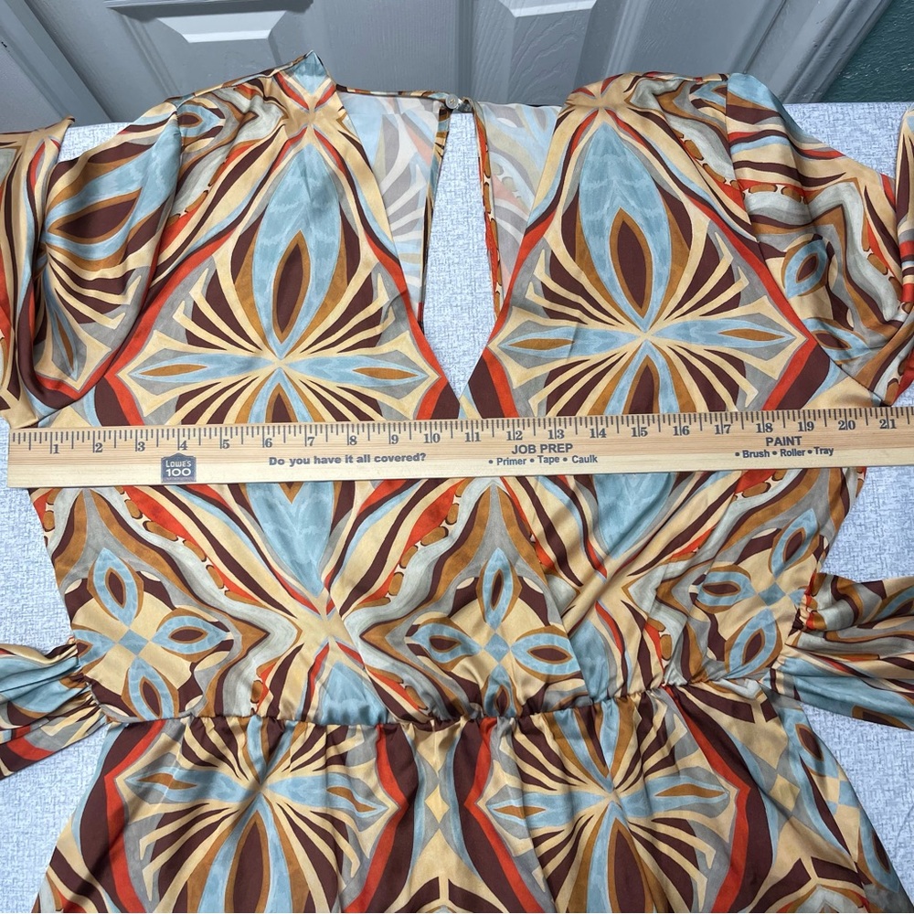 Zara Women’s Retro Printed V-neck Mini Dress With Wrap Belt Long Sleeve Size L - Picture 9 of 11